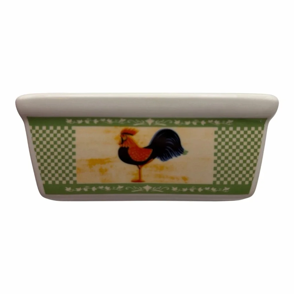 Garden Ridge Rooster & Sunflower Ceramic Mini Loaf Pans Set of 3 NEW